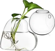 WEKADRIN 2Pcs Wall Planters Borosilicate Glass Hydroponics Holder for Indoor Plants Effortless Wall Mounting Decoration Fish Bowl and Propagation Station for Greenery