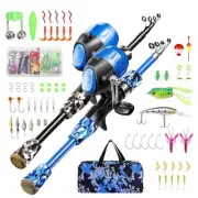 Kids Fishing Pole - Telescopic Fishing Rod and 4.92 Feet 2 pack (blue + black)
