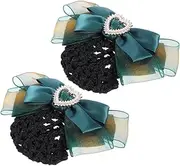 FOMIYES 2Pcs Elegant Bow Hair Clips with Hair Nets for Buns Professional Hair Accessories for Women for Stewardess Nurses and Bank Staff