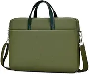 FUNSEED 14" 14" 14" Large Capacity Solid Color Waterproof Polyester Laptop Bag Shoulder Bag for Women Men, Green, 15.6 in