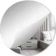 DARENYI 12'' Round Wall Mirror Self Adhesive Non Glass Mirror Large Acrylic Mirror Disc High Clear Wall Mirror Circle Mirror Sticker Decorative Mirror for Bathroom, Bedroom, Door etc