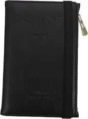 Parliky Waterproof Pu Passport Holder Id Card Wallet Business Card Holder Travel Document Organizer Proof Cover Black