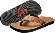 [Combat Flip Flops] Mens AK-47 Brown Leather Ergo Mens Flip Flops - Veteran Owned Small Business - Bad for Running, Worse for Fighting