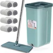 Unbranded Wet and Dry Dual Purpose Flat Mop Stainless Steel Handle Reusable Teal