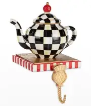 MACKENZIE CHILDS Courtly Check - Teapot Stocking Hook -