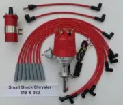 small cap CHRYSLER 318 340 360 HEI Distributor + RED 45K Coil + Spark Plug Wires