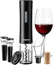 muson Electric Wine Opener, Automatic Corkscrew with Foil Cutter, 2 Vacuum Stopper, Aerator Pourer, Wine Bottle Opener Battery Operated 4-in-1 Gift Set for Wine Lover Home Kitchen