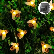 Solar Bee String Lights Outdoor 31 Feet 50 Led Honeybee Fairy Lights with 8 Lighting Modes, Waterproof Solar Lights (Warm White)
