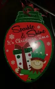Christmas Home Decor Wall Hanging sign Sparkle & Shine It's Christmas time elf