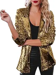 [Generic] Elegant Women Sequins Sequin Long Sleeve Glitter Party Shiny Lapel Coat Rave Outerwear Womens Snow Jackets