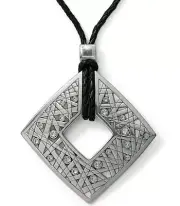 NWT Brighton NAZCA Black Leather Cord Crystals Silver Pendant Necklace MSRP $88