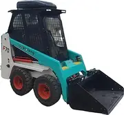 F70 Skid Steer Loader, Compact Design with Front Bucket, Dual Hydraulic Pump System