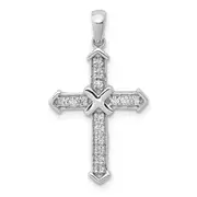 14k White Gold Passion Real Diamond Cross Pendant