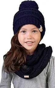 [Funky Junque] Girls Boys Infinity Scarf Matching Hat Beanie Tail Headwrap Bundle