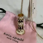 KATE SPADE ALICE IN WONDERLAND STACKED TEA TIME PENDANT NECKLACE NWT