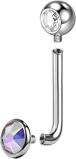 [BodyAce] ASTM F136 Titanium Christina Barbells, 14G Internally Threaded VCH Belly Rings, Cubic Zirconia L Bent Christina Piercing Jewelry 10/12/14/16mm