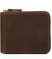 [DLUXCA] Retro Men's Zipper Short Wallet Multi-Card Coin Purse Coin Bag Casual Business Wallet Card Case (Color : D, Size : 2 * 9 * 11cm)