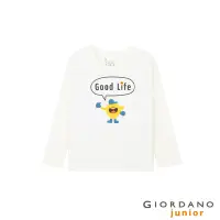 在飛比找Yahoo奇摩購物中心優惠-GIORDANO 童裝多彩印花長袖T恤 - 21 低調白