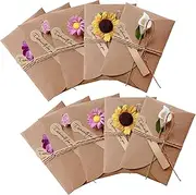 Kraft Paper Envelopes Set of 15 Envelopes with Flowers Set, Small Envelopes Mini for Money Gifts, Thank You Cards, Invitation