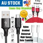 Braided USB C Type C to USB A & C Charger Cable Charging Data Cord For Android