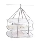 3-Tier Folded Mesh Clothes Hanging Dryer Sweater Drying Rack 30.3" L * 24.5"