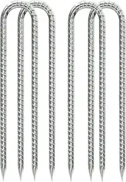 Rebar-Stakes-12-Inch, Ground Stakes Heavy Duty U-Hook 4pcs Silver-U-HOOK S2