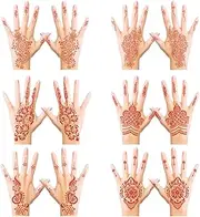 Henna Temporary Tattoo Stickers, Brown Henna Tattoo Stickers kit， Fashion Flash Women Tattoo Waterproof Red Ink Henna hands Tattoo for the weddings and Festivals, & Parties