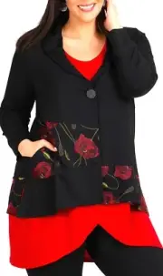 TS TAKING SHAPE plus sz M / 20 Ponte Poppy Red Cardigan cardy hi-low NWT rrp$180