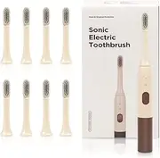 Chzisuyy Sonic Electric Toothbrush for Adults - Rechargeable Electric toothbrush, with 8 Brush Heads,6 Modes,Built-in 2 Minute Timer,Charge 4 Hours Last 90 Days-Beige Brown (BeigeBrown, large)