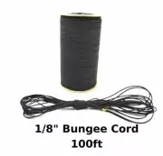 1/8" Shock Cord, Elastic Stretch Rope for Custom Bungee Lengths (Black -100 Ft)