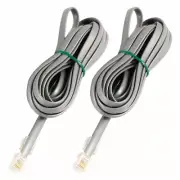 2 Pcs Phone RJ11 6 Wire 6P6C Phone Fax Gold Plated Cable 3Meter 10ft