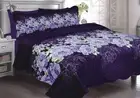 FLOWERS PURPLE TONNY REVERSIBLE PLUSH BEDSPREAD QUILTED SET 6 PCS QUEEN