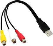 USB to 3RCA Cinch Cable, USB Male to 3 RCA Male Jack Splitter Audio Video AV Composite Adapter Cord Cable
