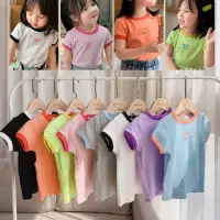 在飛比找momo購物網優惠-【小衣衫童裝】夏季兒童超值新款糖果色拼色短袖T恤(10905