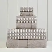 Amrapur Overseas 6-Piece Yarn Dyed Cobblestone Jacquard Towel Set Flax