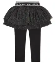 [Balmain Kids] Balmain Kids Tulle and jersey leggings Y 14 black