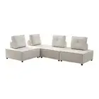 Foret 4pc Armless Seat Modular Extension Lounge Couch Velvet Fabrics Sofa Beige