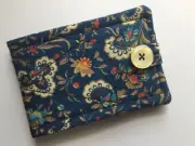 Needle case Sewing Blue Paisley fabric Felt pages Button/loop close Handmade