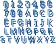 72Pcs Letters/Numbers Blue Embroidered Sew on/Iron on Patch Colour Fabric Crafts Cute Emblem Patches for Backpacks,Clothes,Jeans,T-Shirt,Jacket,Vest,Hats,Sewing Applique DIY Decoration Accessor