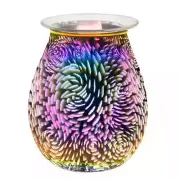 Elegant 3D Glass Wax Melter Warmer with Colorful Abstract Design for Home Decor