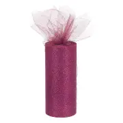 6" 25 Yards Glitter Tulle Ribbon Rolls Netting Fabric Burgundy Red