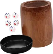 BRIGHTFUFU Sustainable Bamboo Dice Cup Set Bar Dice Holder 5 Dice Versatile for Entertainment Gaming