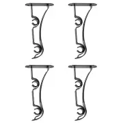 4Pcs Double Curtain Rod Bracket, Holders for 0.8 to 1 Inch Drapery Rod, Black