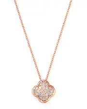 Bloomingdale's Fine Collection Pave Diamond Clover Pendant Necklace in 14K Rose Gold, 0.08 tcw