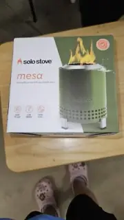Solo Stove Mesa Tabletop Fire Pit w/Stand, Deep Olive Green w/Travel Bag, New