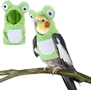 Bird Costume Bird Diaper Flight Suit Frog Shape Hoodie Bird Clothes Bird Diaper Harness Flight Suit Clothes with Flying Leash for Parrots Cockatiel Pet Birds (S Size, Green)