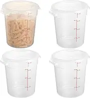 CURTA 4 Quart Translucent Round Food Storage Container with Seal Lid, Pack of 4 – NSF Listed, BPA-Free, Commercial-Grade Polypropylene, Freezer & Dishwasher Safe, Non-Stick, Easy-Read Graduations