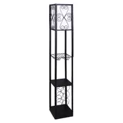 Metal Etagere Floor Lamp with Wine Holder Shelf