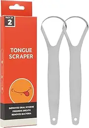 Tongue Scraper for Adults,Portable Stainless Steel Tongue Cleaner Brush - Effective Tongue Scrape and Mouth Scraper Brush for Tongue Cleaning Hoffti
