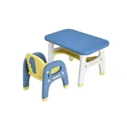 Babyjoy Kids Table & Chair Set Children Activity Art Desk Set w/Storage Rack Blocks Plastic Furniture Blue